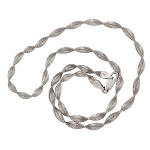 Estate Italy Sterling Silver 925 3.6mm Twisted Herringbone Chain Necklace 16"